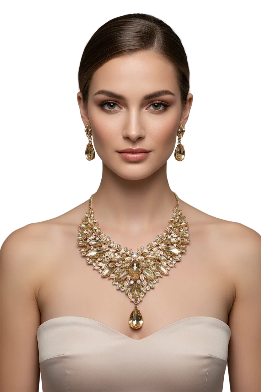 Sim citrine gold plated chunky bling necklace