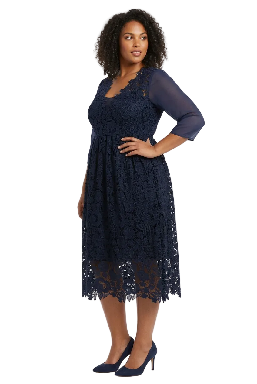 HIRE-Kate Sylvester designer navy blue lace dress, size 14
