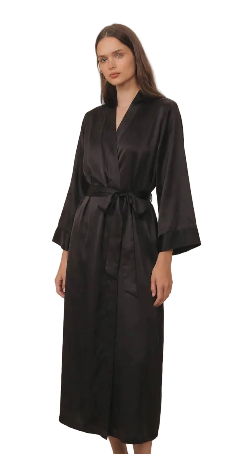 Christa black robe/dressing gown, size 12-retail $675