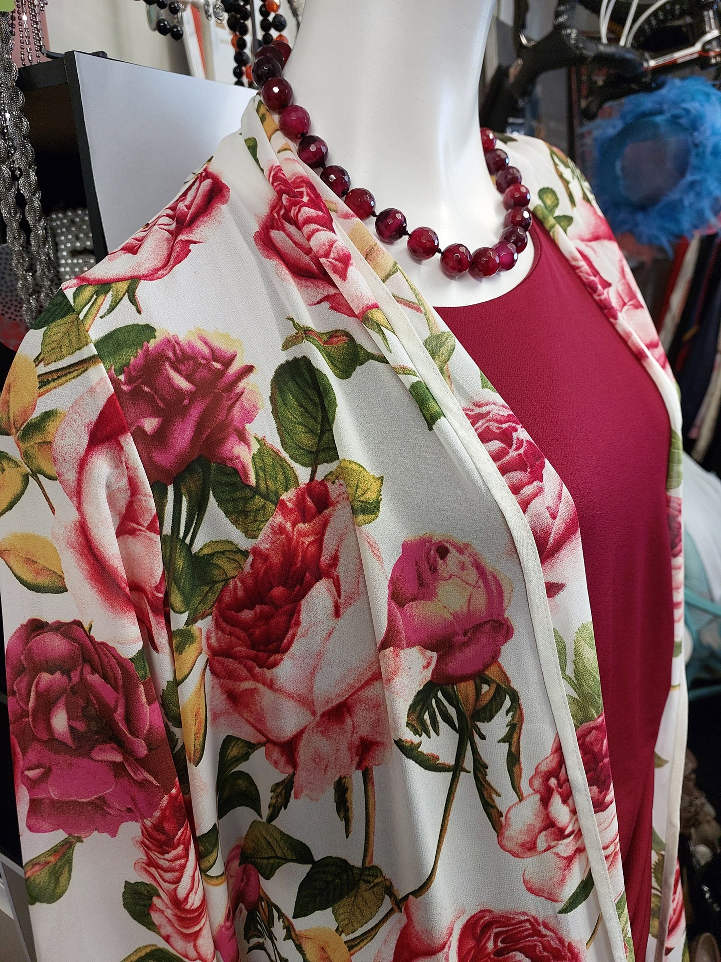 JELLICOE pink floral kimono/coat, size L fits 16+
