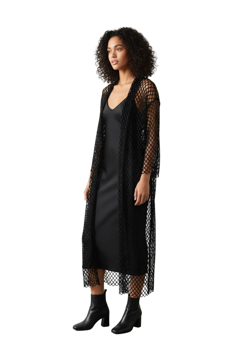 Taylor black mesh coat, OSFM
