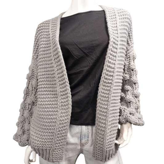 Ilton grey waffle knit cardigan, size S 14-16