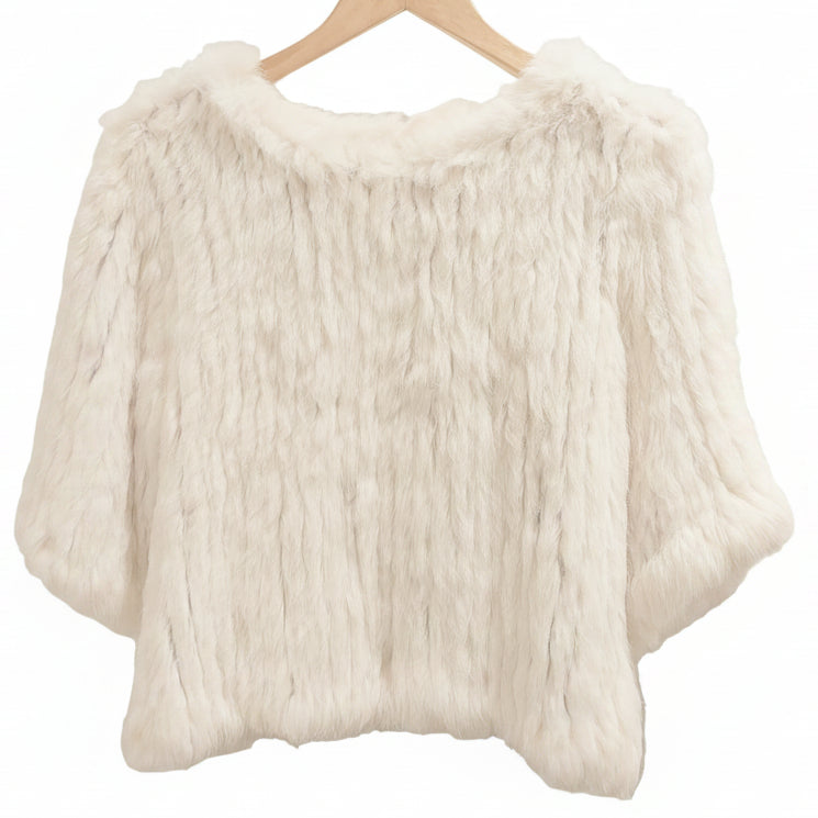 Light pink rabbit fur T'shirt top, size 10, retail $399