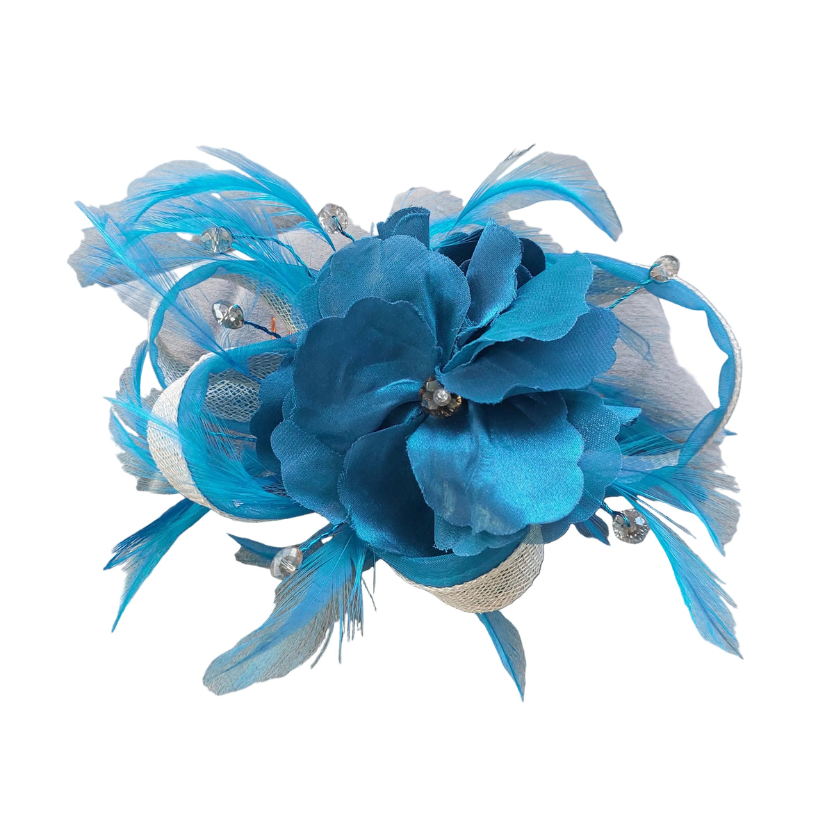 Laura K teal Mother of the bride dress, jacket & fascinator, size 8
