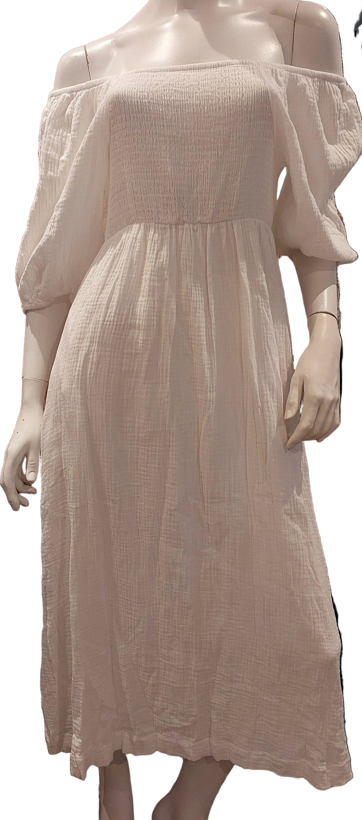 White cheesecloth midi dress, size 8
