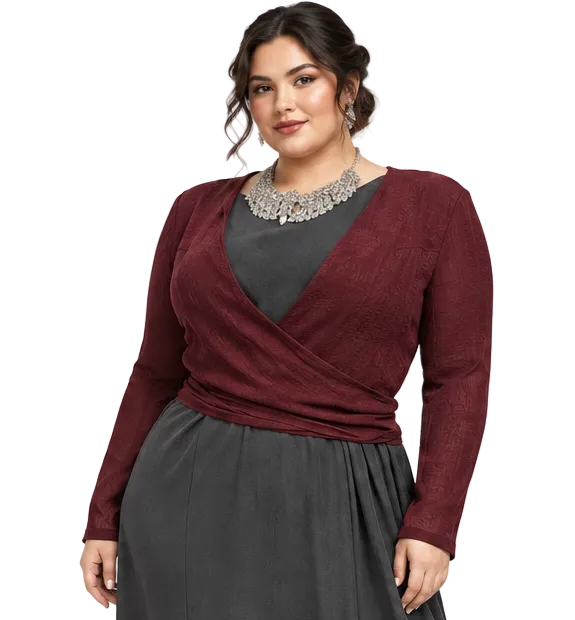 Annah S maroon mesh back shrug, size L, 14/16