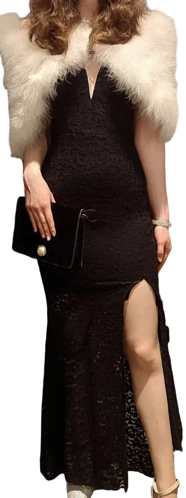 Black Italian lace formal dress, size 8