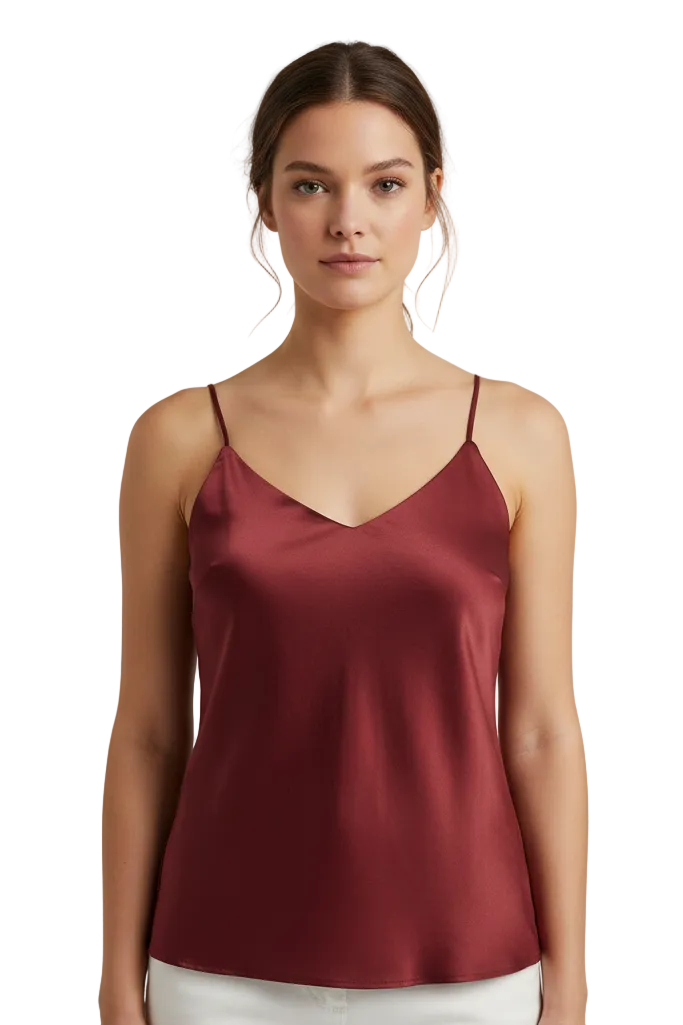 Burgundy silky camisole, size 12