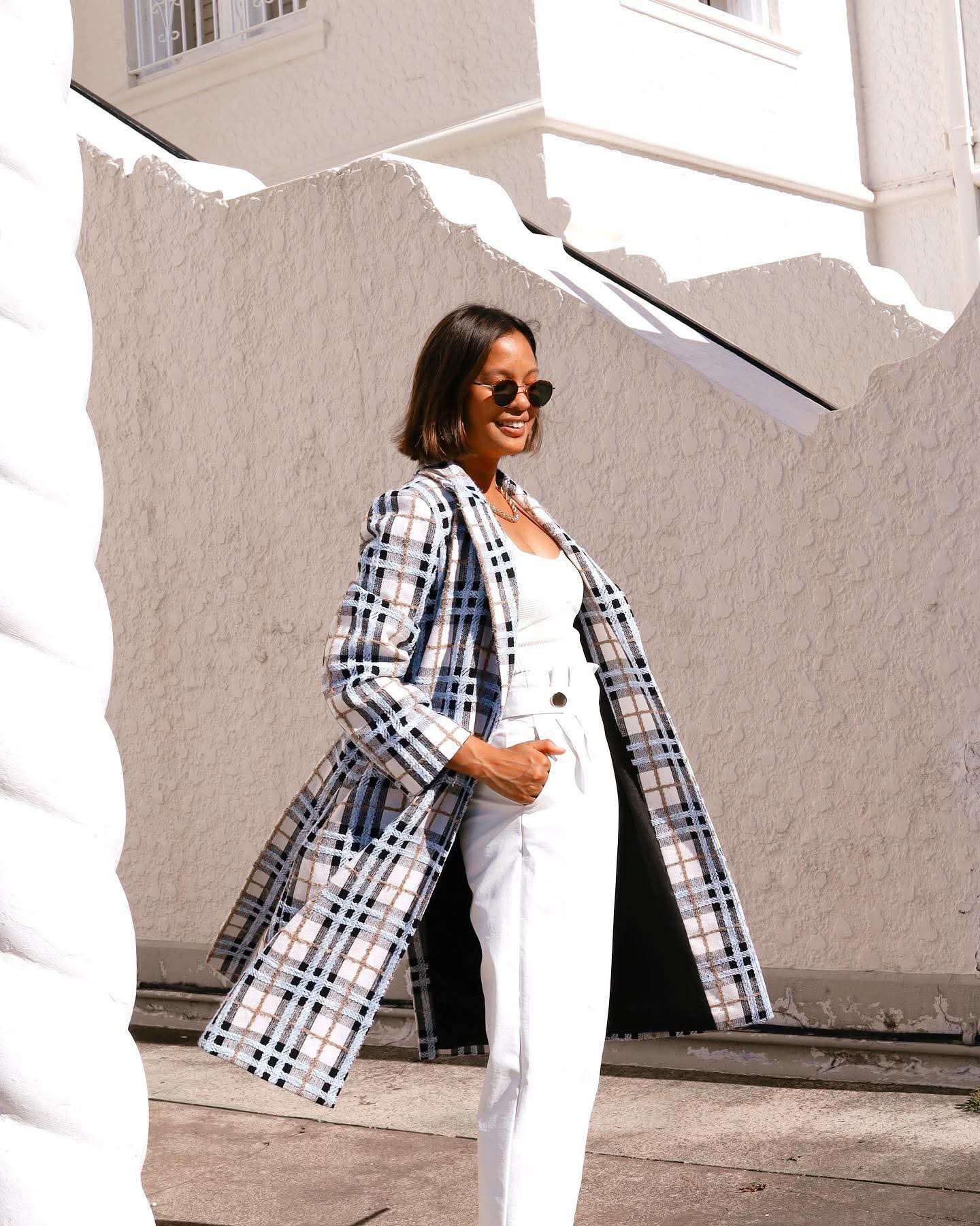 Sheike blue check coat, size 12