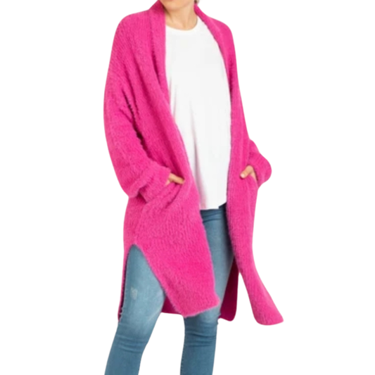 Betty Basics pink fluffy cardigan, size M/12