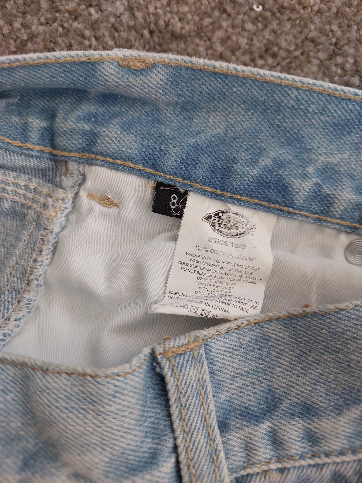 Dickies blue denim shorts, size 8
