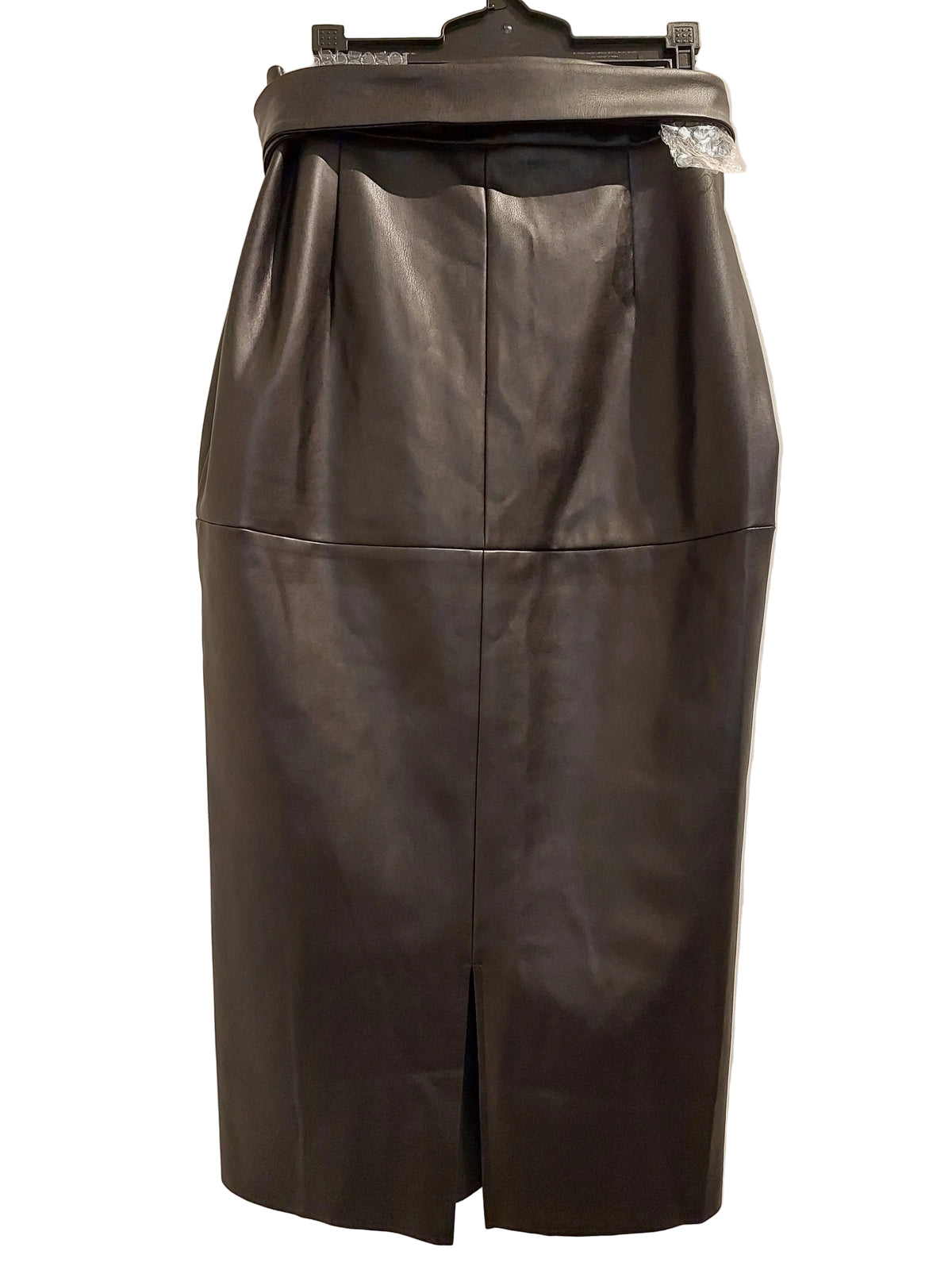 Knuefermann black pleather wrap skirt, size L 12/14