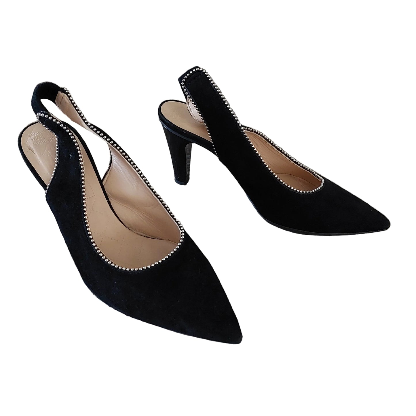 Hispanitas black suede diamante heels, size 39/8