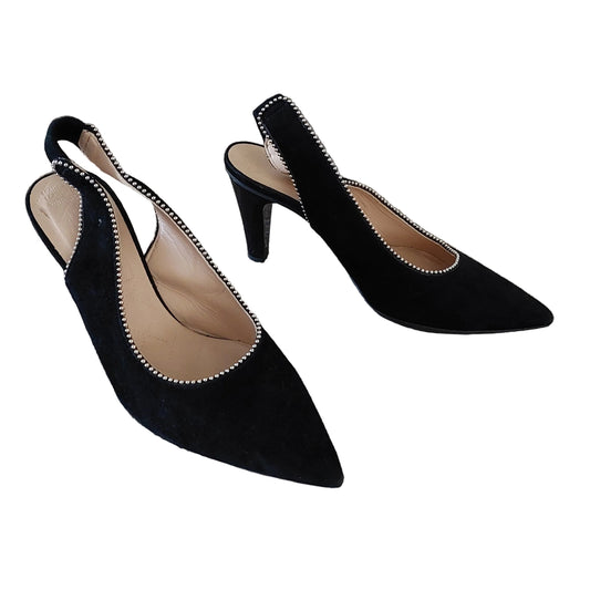 Hispanitas black suede diamante heels, size 39/8