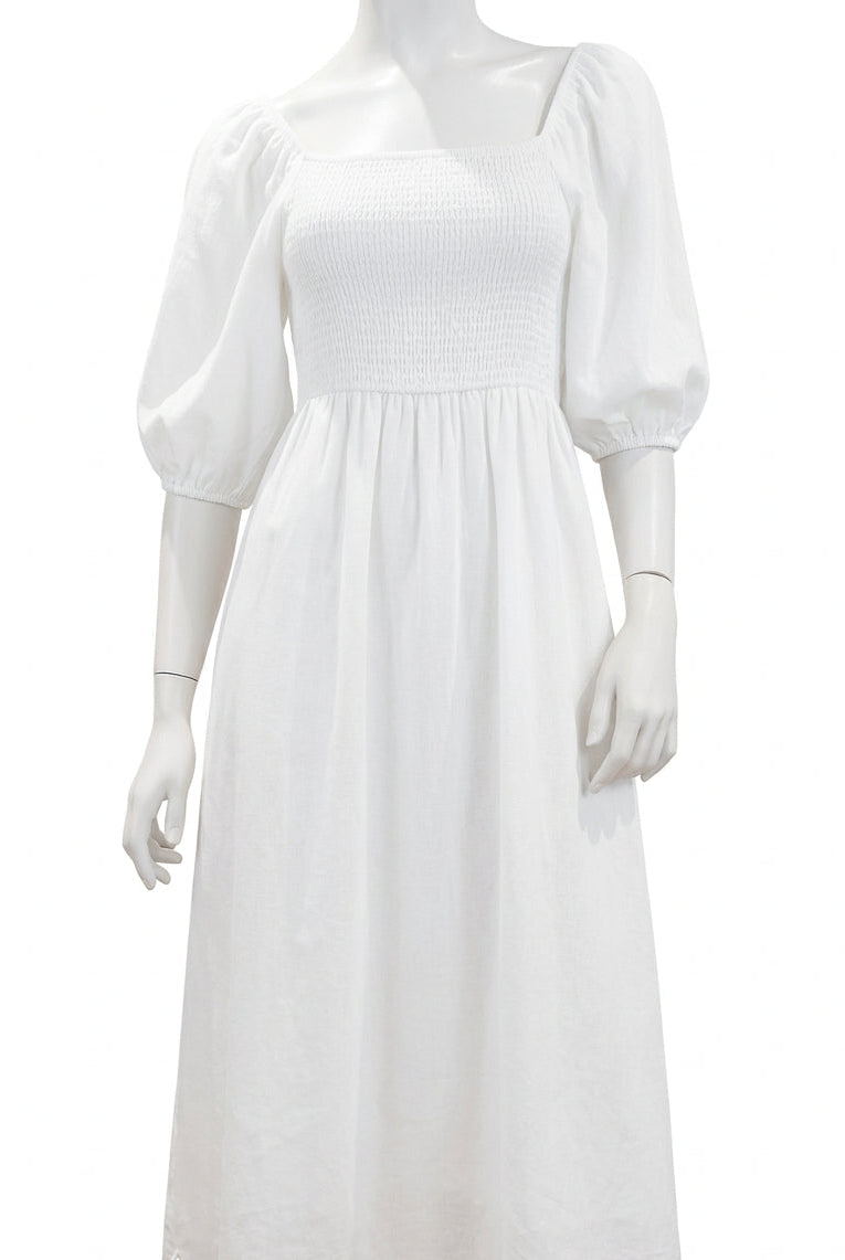 White cheesecloth midi dress, size 8