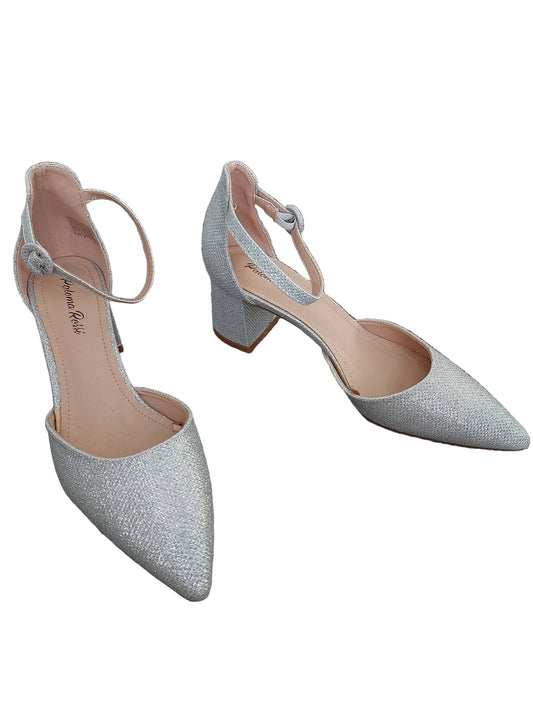Paloma Rossi silver glitter block heels, size 9-HIRE