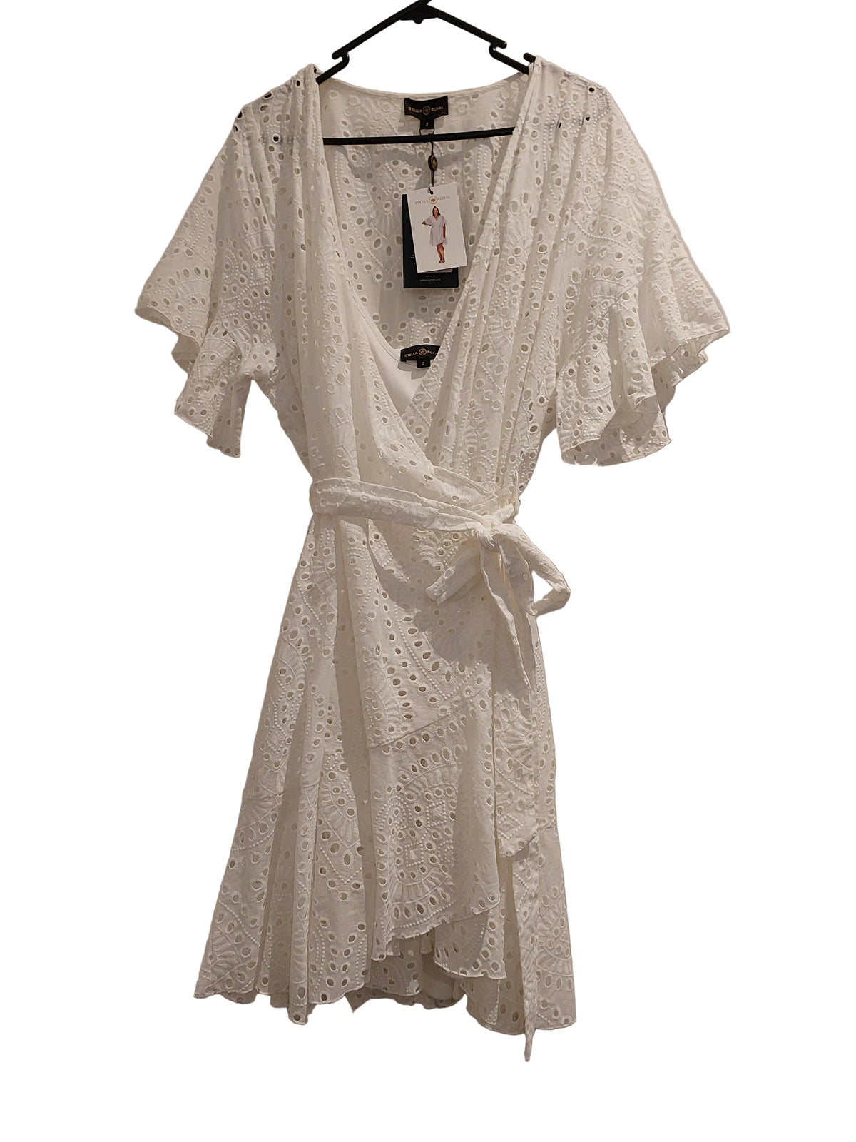 Stella Royal white brodioanglaise cotton dress, size 2/16-18