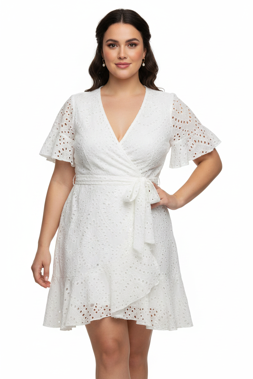 Stella Royal white brodioanglaise cotton dress, size 2/16-18