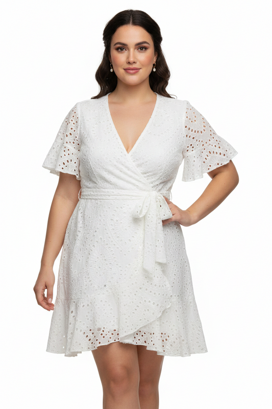 Stella Royal white brodioanglaise cotton dress, size 2/16-18