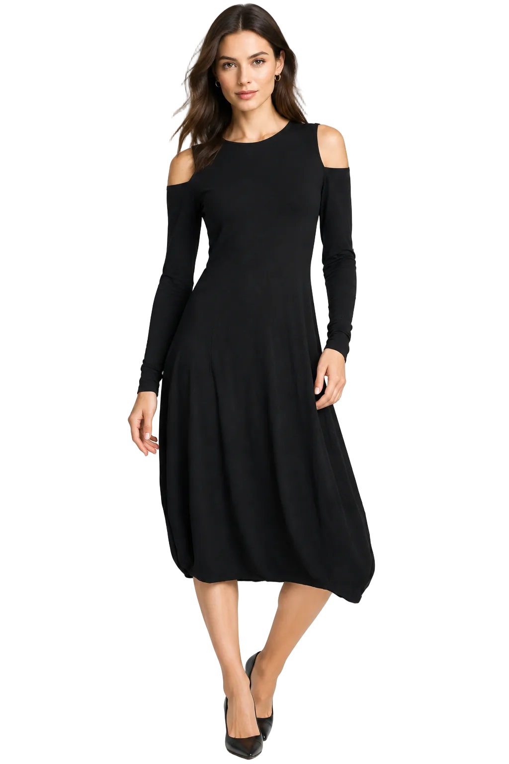 Paula Ryan black cut out shoulder dress, size 10