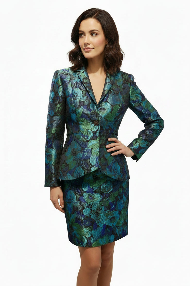 HIRE-Designer green suit, size NZ 8-10