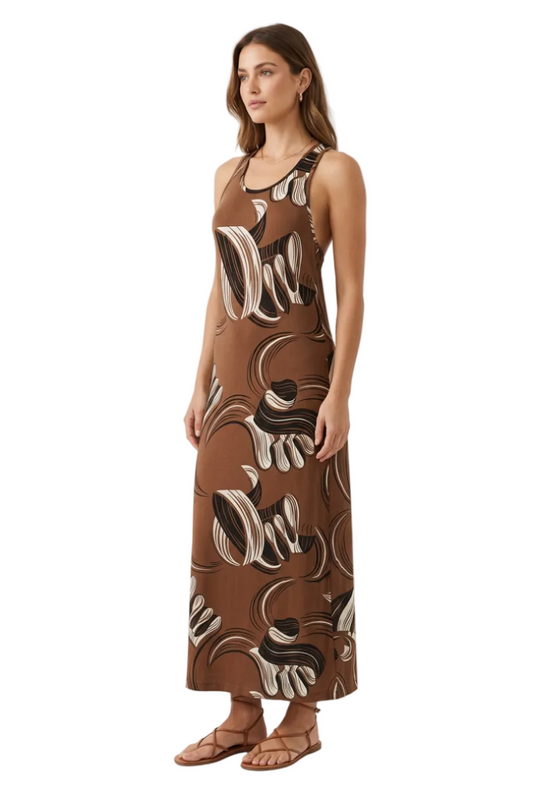NEW-Karen Walker caramel bodycon maxi dress, size 10, retail $200