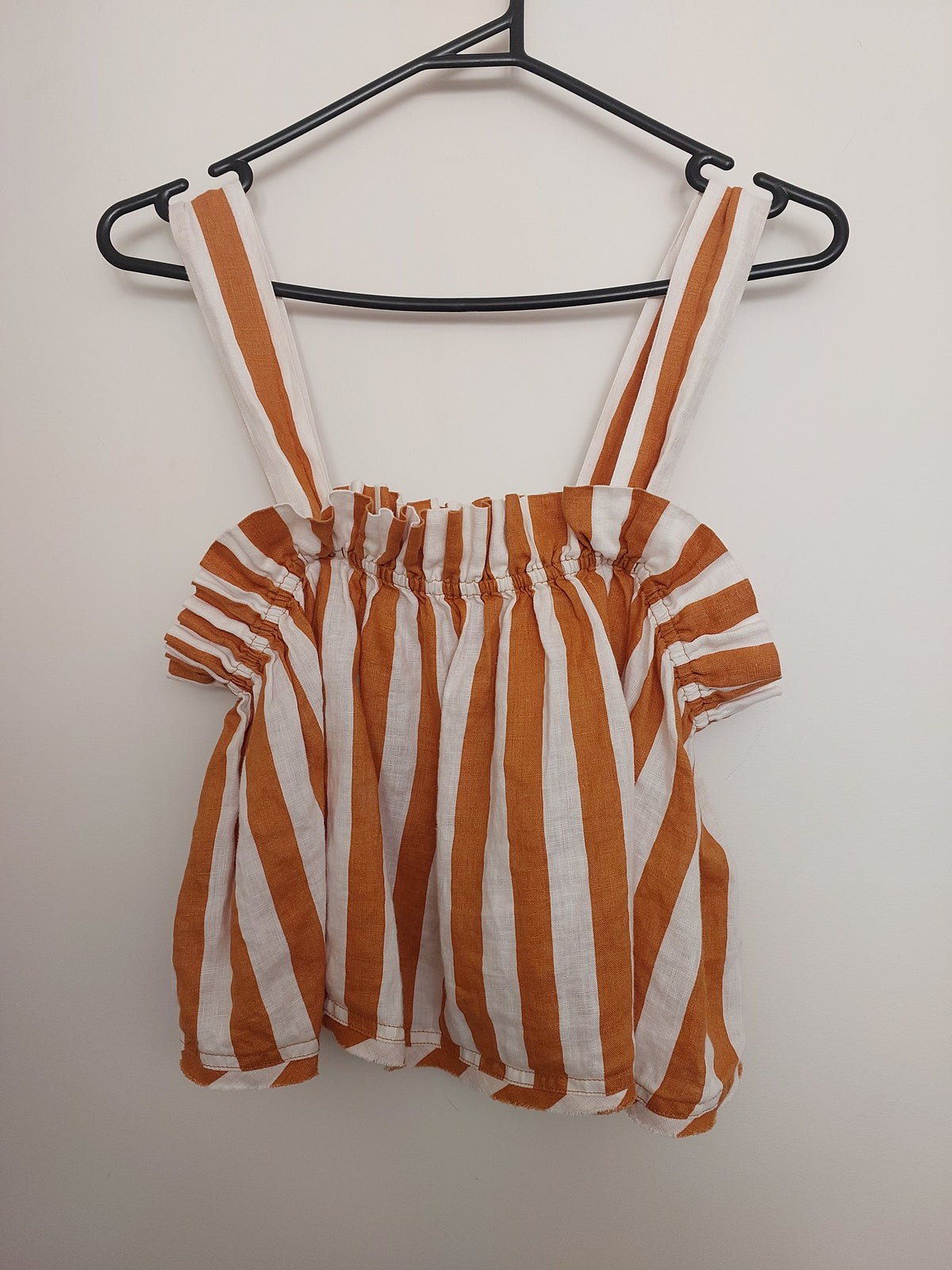 Country Road mustard & beige mustard striped top, size 8