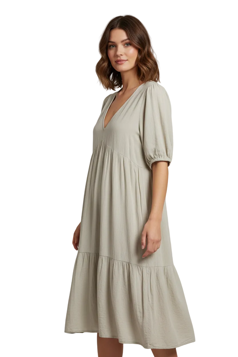 Green linen/ viscose dress, size 12