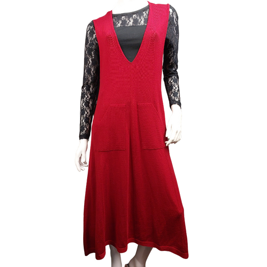 Optimum red merino wool dress, size 12