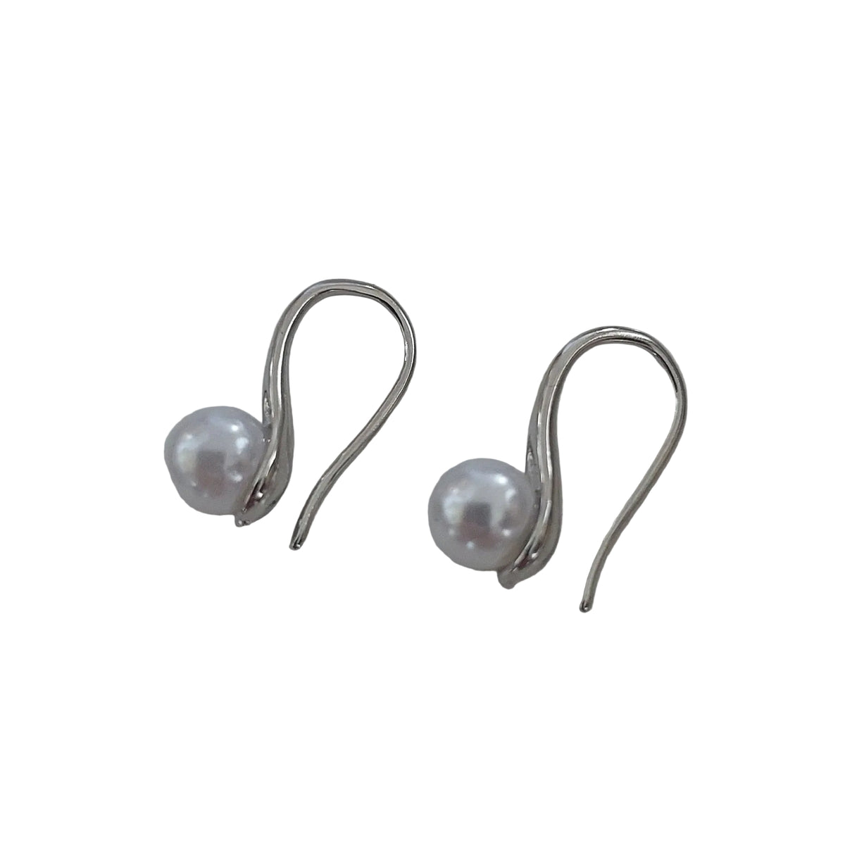 White faux pearl earrings, .5cm stainless steel hooks