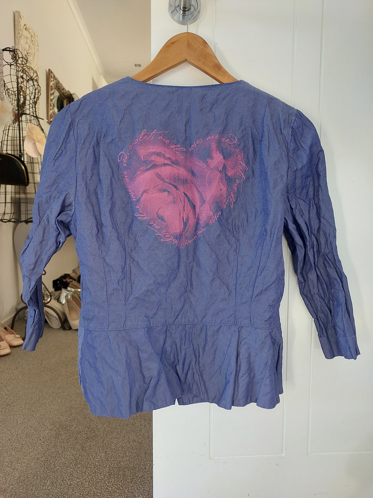 Annah S pink, purple heart formal jacket, size 8