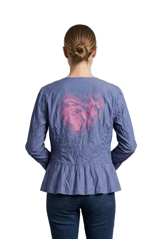 Annah S pink, purple heart formal jacket, size 8