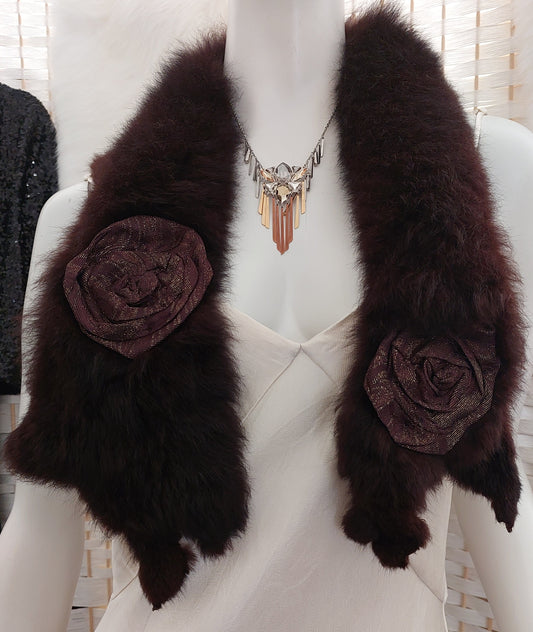 Annah S genuine brown fur stole, HIRE $20 or $10 with a dress