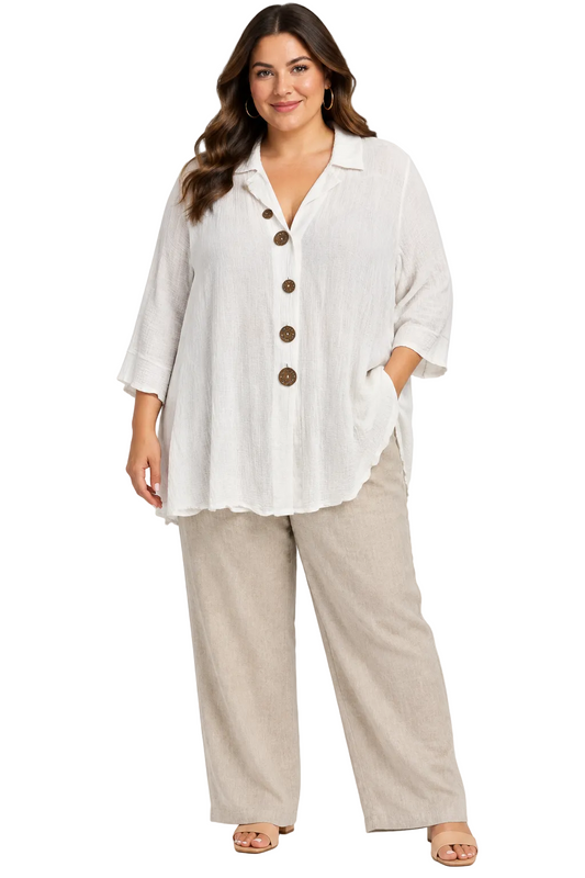 White linen shirt/top, size 16
