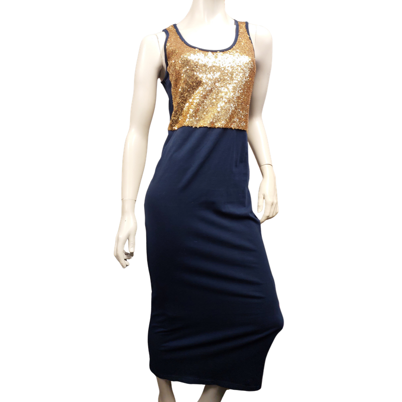 Augustine navy/ gold sequin front dress, size 10