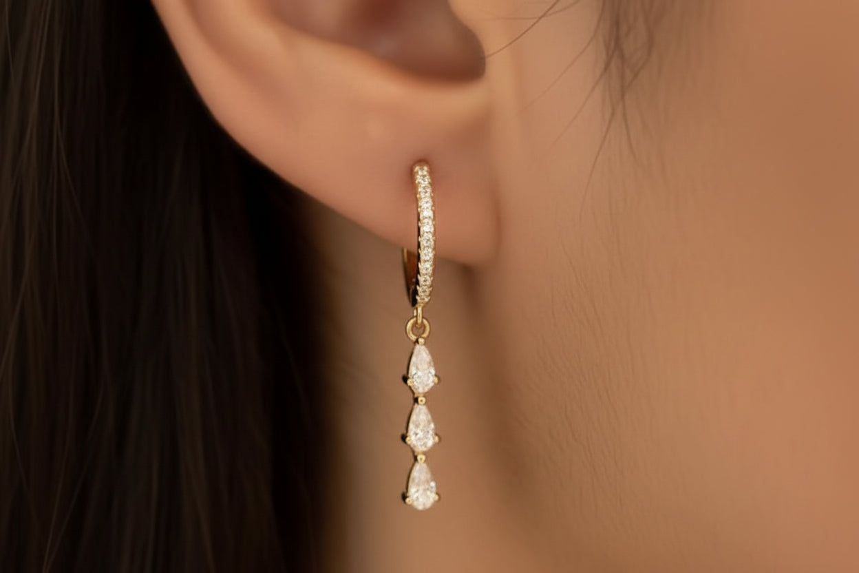 Gold or silver plated stainless steel drop earrings