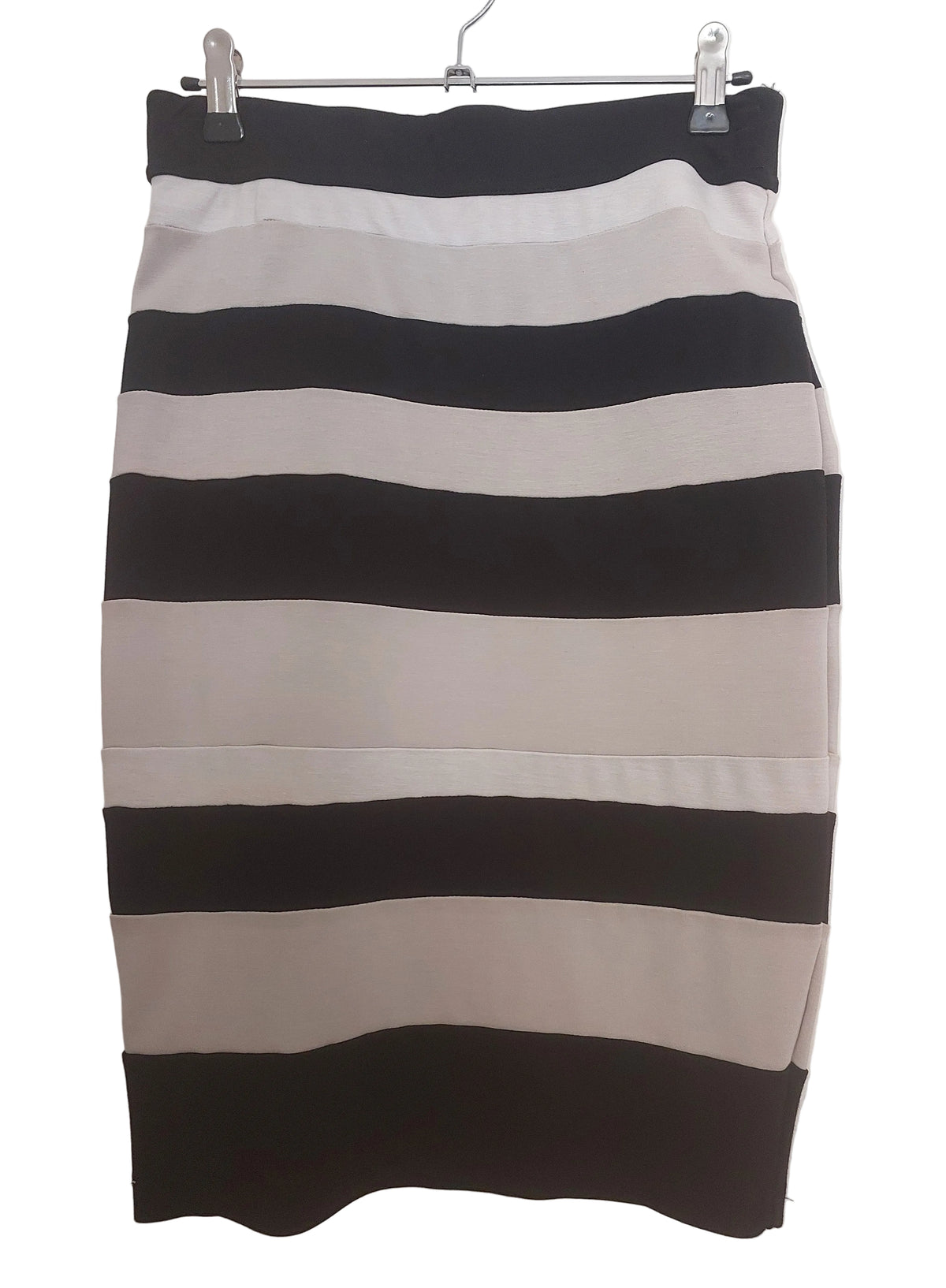 Country Road black, grey & white striped skirt, size 8