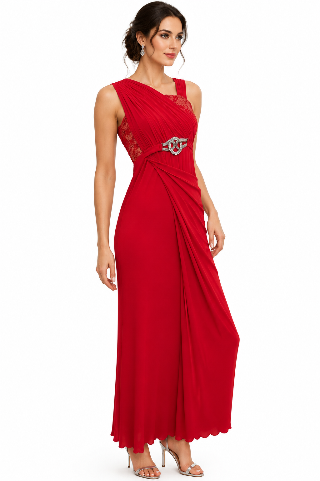 Red diamante formal/ball dress, size 10