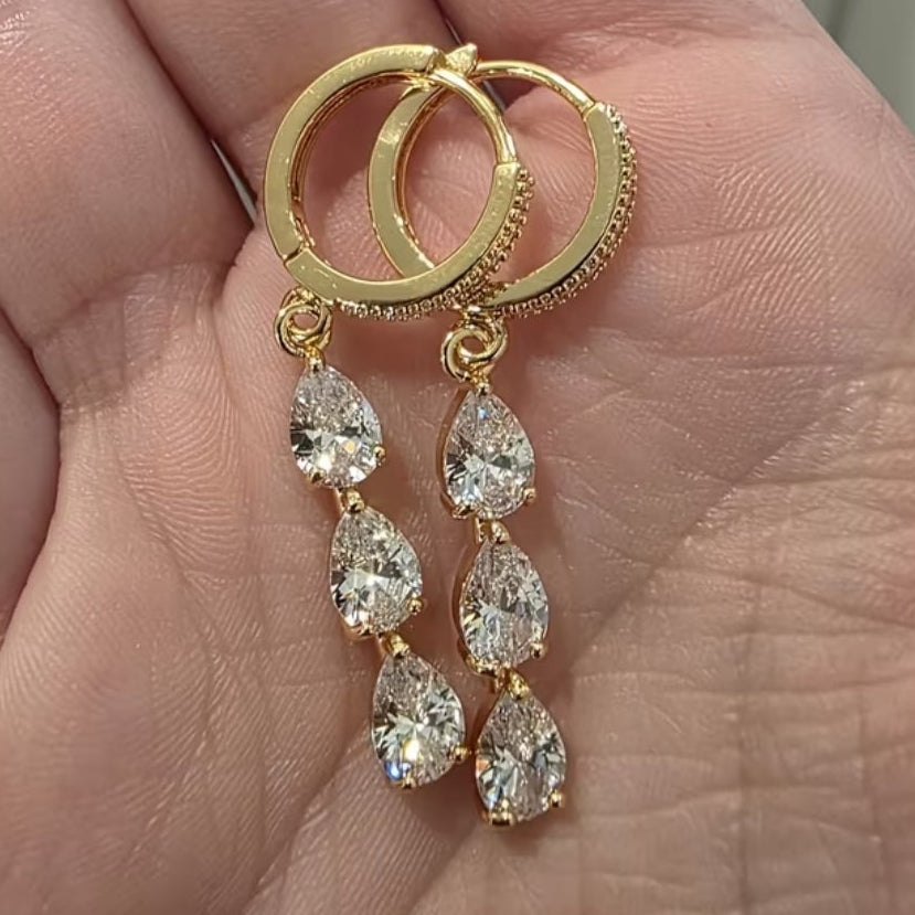 Gold or silver plated stainless steel drop earrings