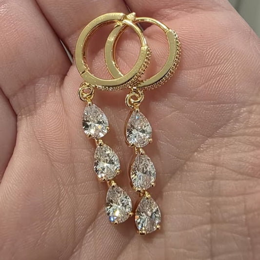 Gold or silver plated stainless steel drop earrings