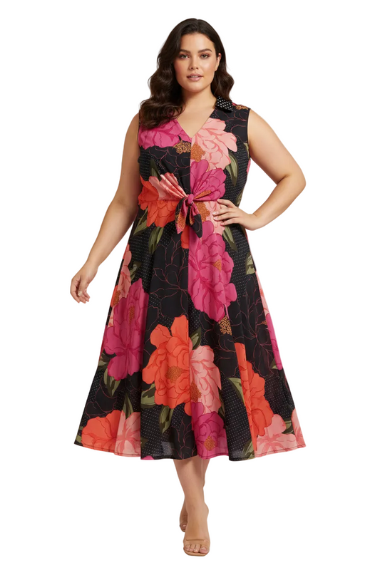 Joseph Ribcoff navy floral  formal midi dress, size 18