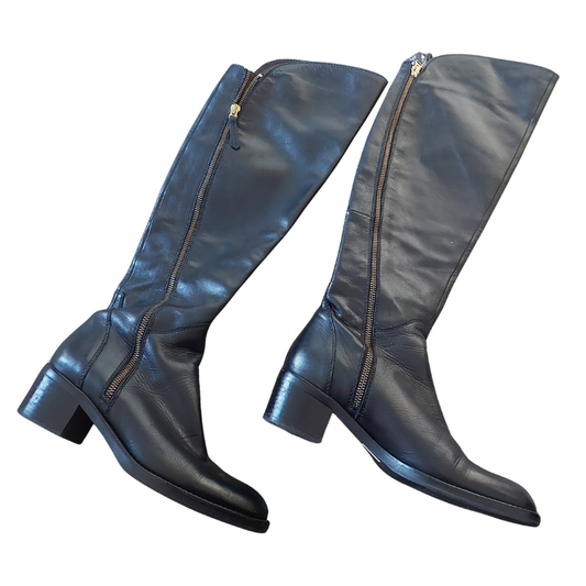 Mi Piaci black genuine leather over knee boots size 37/6