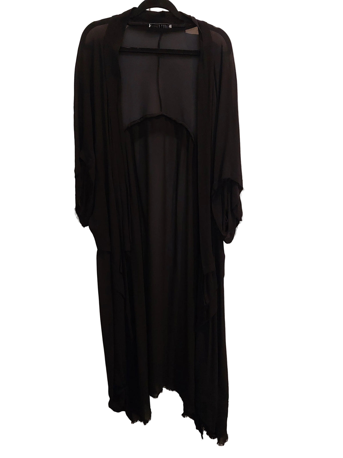 Jarrad Godman black chiffon layering coat, one size