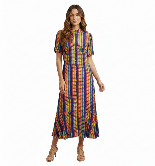 Olivia Ruben rainbow striped dress, size 10