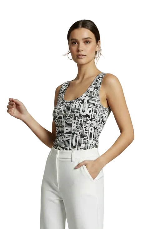UBU silver & white singlet top, size 8