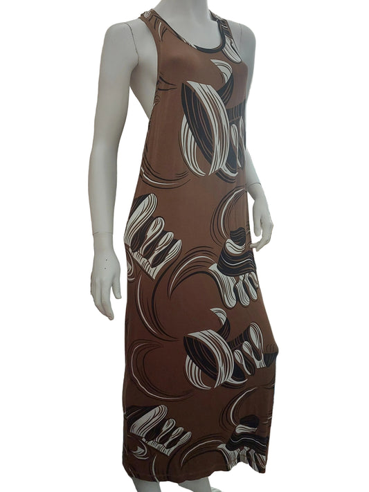 NEW-Karen Walker caramel bodycon maxi dress, size 10, retail $200