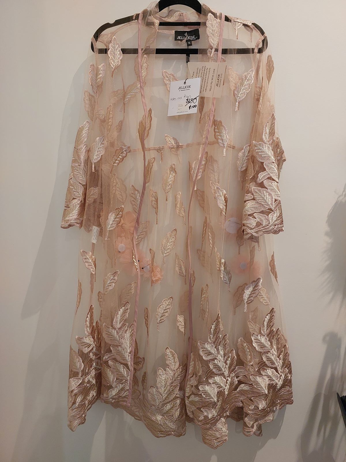 JELLICOE pink embroidered coat, XS-fits 8/10