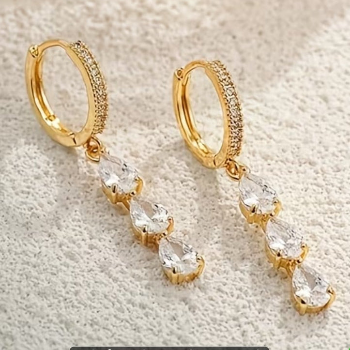 Gold or silver plated stainless steel drop earrings