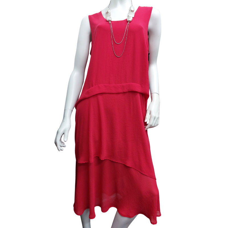 NEW Bazaar raspberry red chiffon dress, size 18 - retail $297
