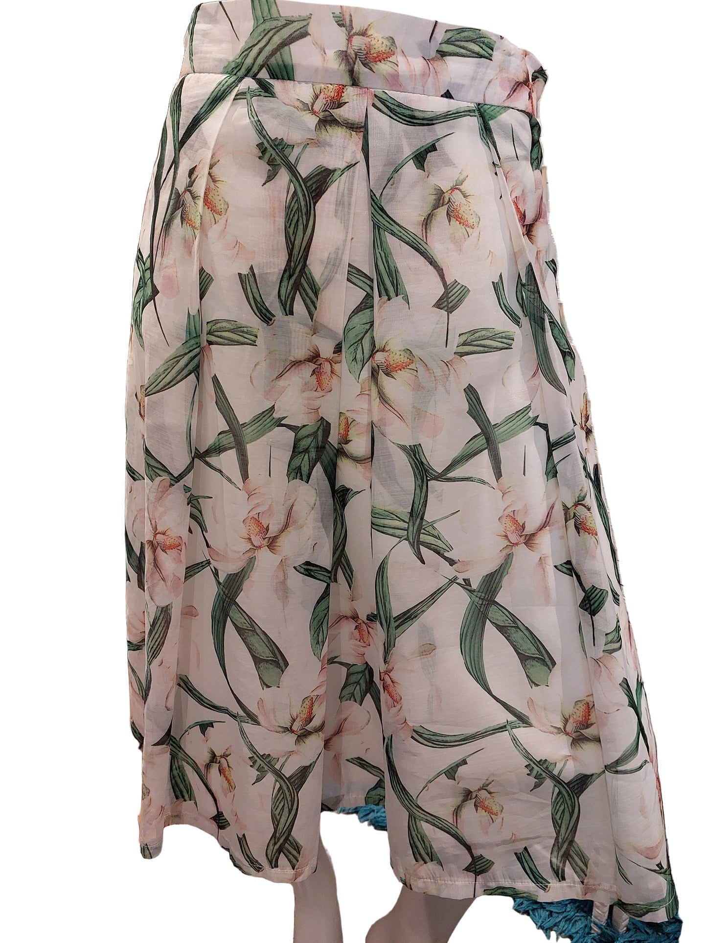 Marc Angelo ivory green floral skirt, size 8